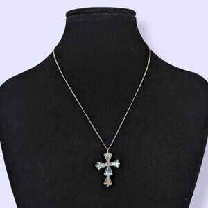 (2/$20) V. Dainty AB Crystal Cross Pendant Necklace